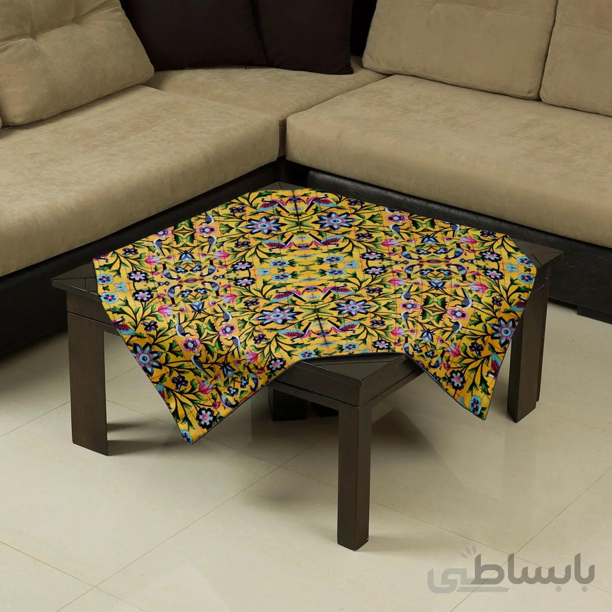 رومیزی کاشی سنتی زرد