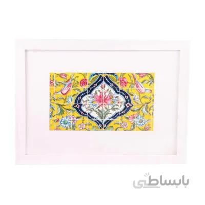 تابلو نقاشی طرح کاشی گل و مرغ