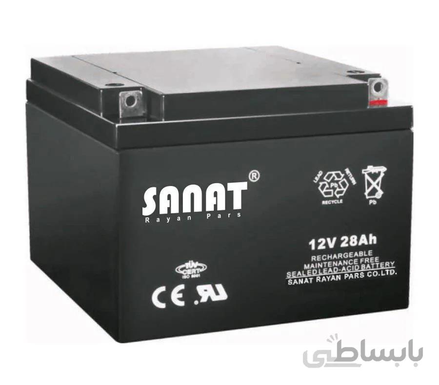 باتری یو پی اس صنعت رایان پارس 12 ولت 28 آمپر ساعت ا باتری صنعت رایان پارس 12V 28AH UPS Battery