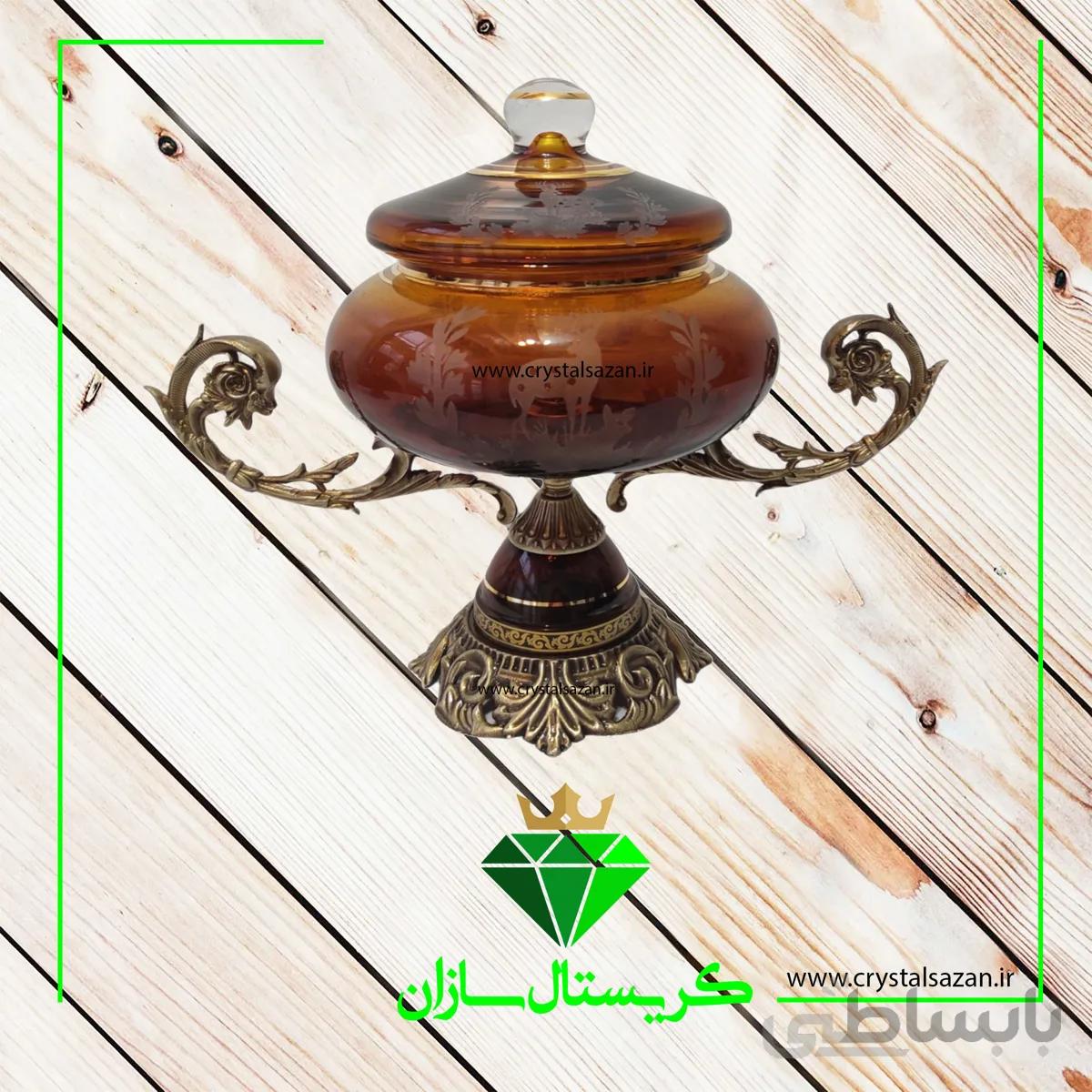 شکلات خوری کریستال پایه دار و درب دار کد K1322 کریستال سازان