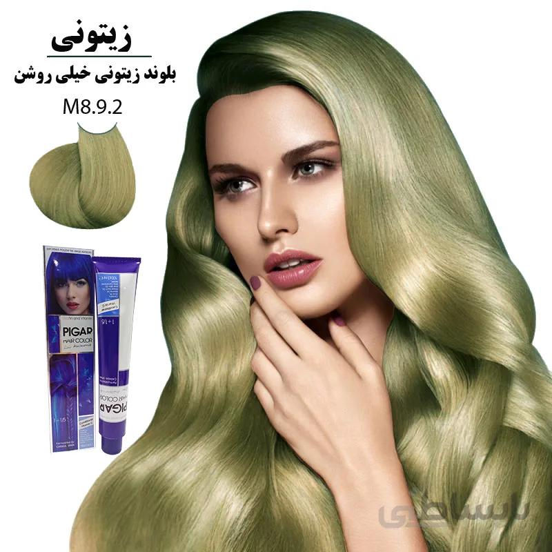 رنگ مو پیگار کراتینه بلوند زیتونی خیلی روشن M8-9.2