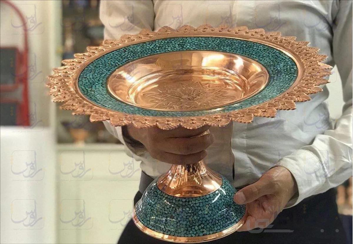 شیرینی خوری 1 شبکه بری فیروزه کوب ا turquoise confectionery dish