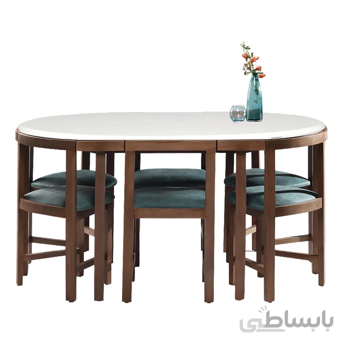 میز ناهار خوری 6 نفره کم جا (پولیش)