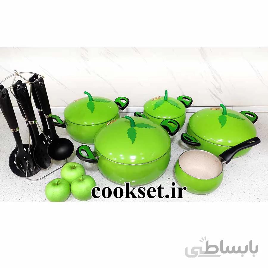 سرویس قابلمه 17 پارچه میوه ای طرح سیب