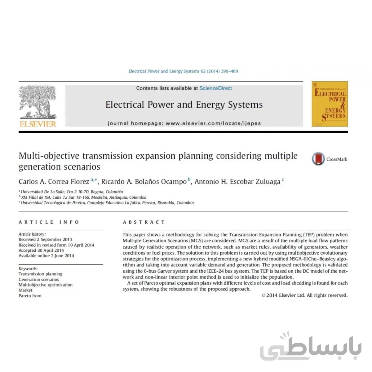 شبیه سازی مقاله Multi-objective transmission expansion planning considering multiple - 2014