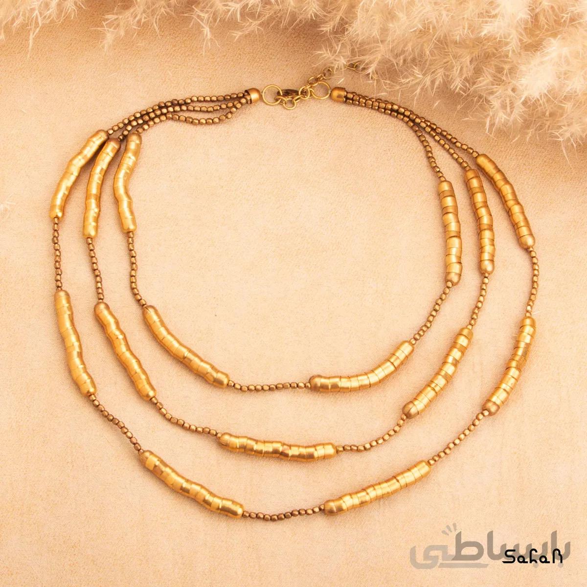 گردنبند رشته ای برنجی طلایی
