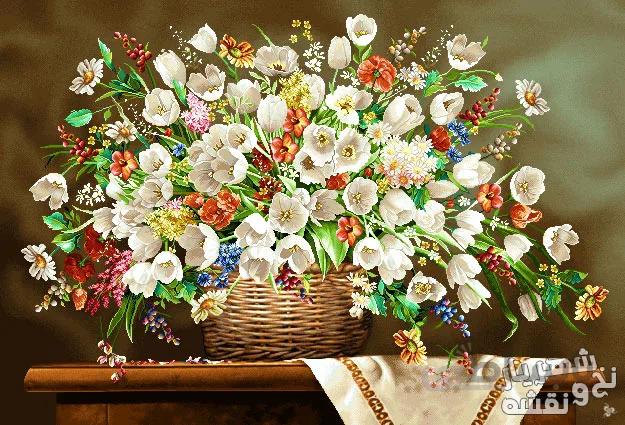 بافت تابلو فرش در منزل طرح گل و سبد (جدید) - b26