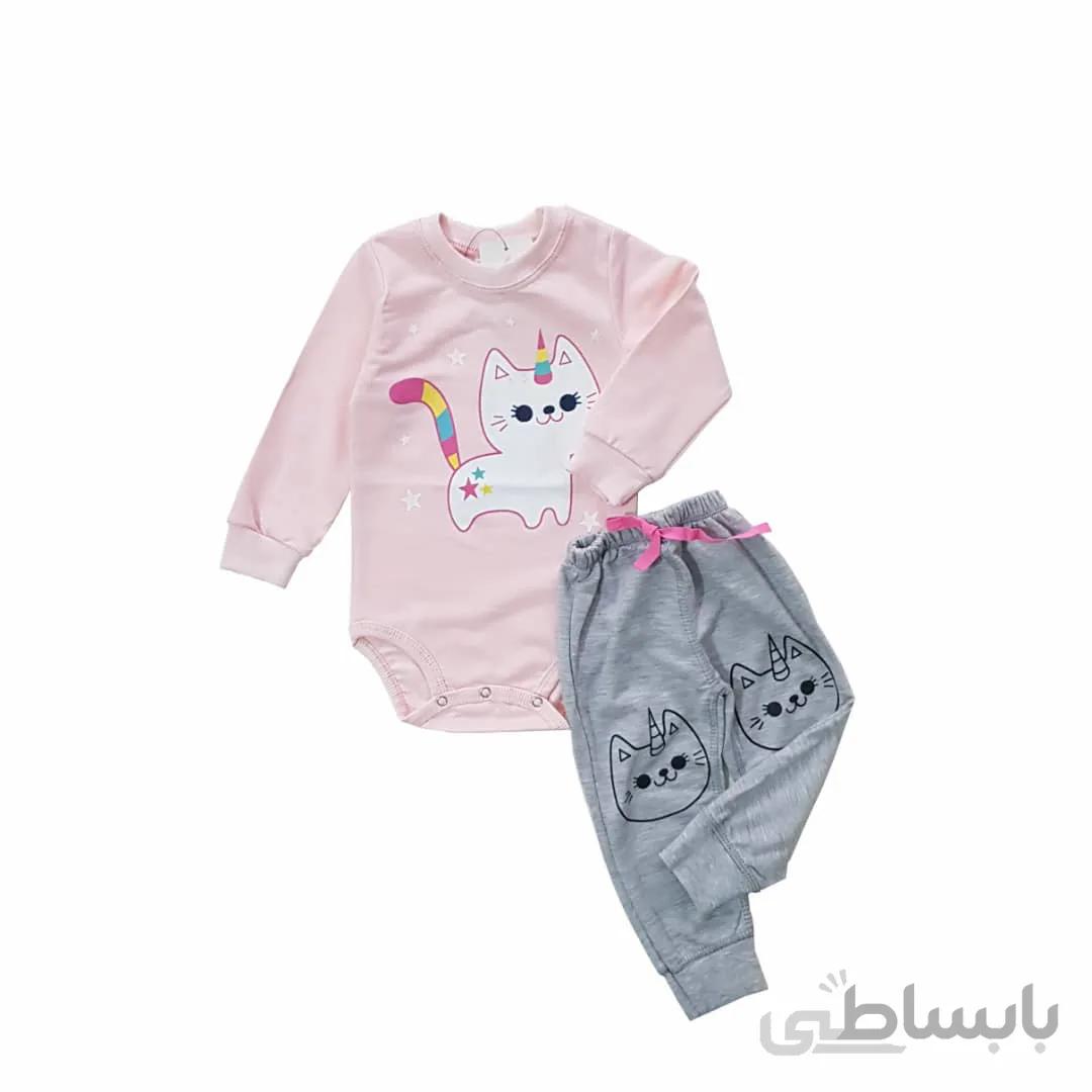 ست بادی و شلوار دخترانه گربه