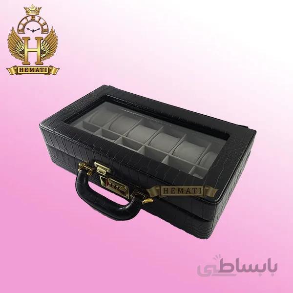 جعبه ساعت چوبی روکش چرم قرمز ۱۲ تایی کلکسیونی BOX1205