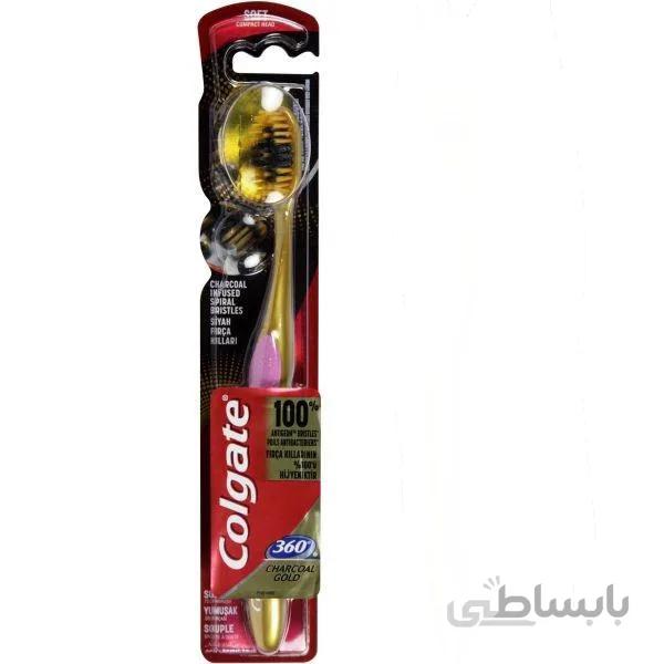 مسواک کولگیت مدل Charcoal Gold 360 با برس نرم