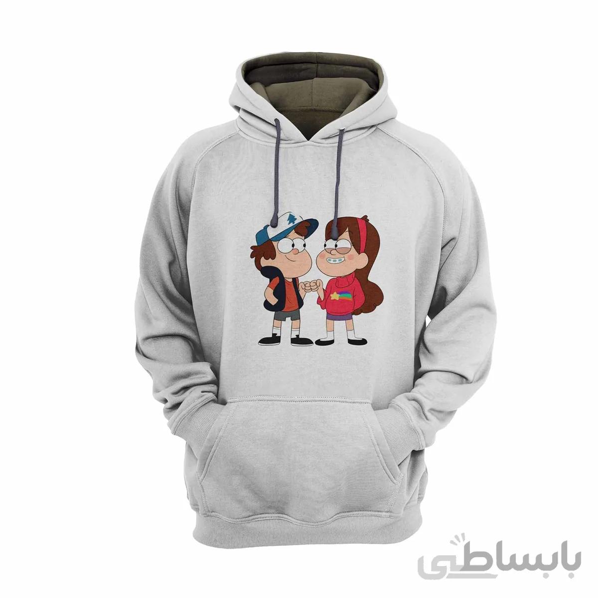 هودی سفید طرح انیمیشن ابشار جاذبه gravity falls