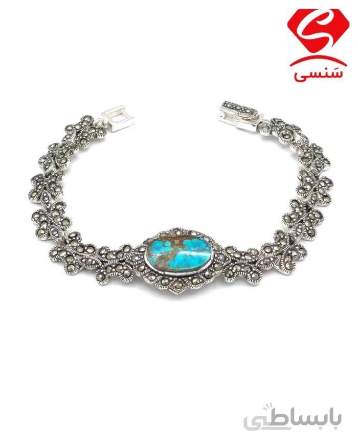 دستبند نقره فیروزه کد02