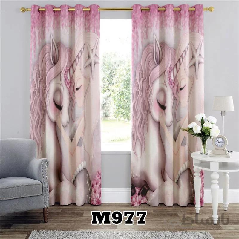 پرده پانچی کد 3d-M-977 طرح انیمیشن دختر و یونیکورن