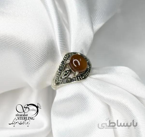 انگشتر نقره زنانه با سنگ عقیق کد 180669
