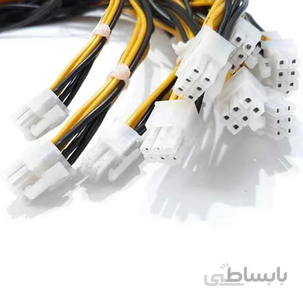 دسته کابل اتصال برق به هشبرد ماینر 9 سر سوکت 6 پین 4 کابلشو 40 سانتی متر
