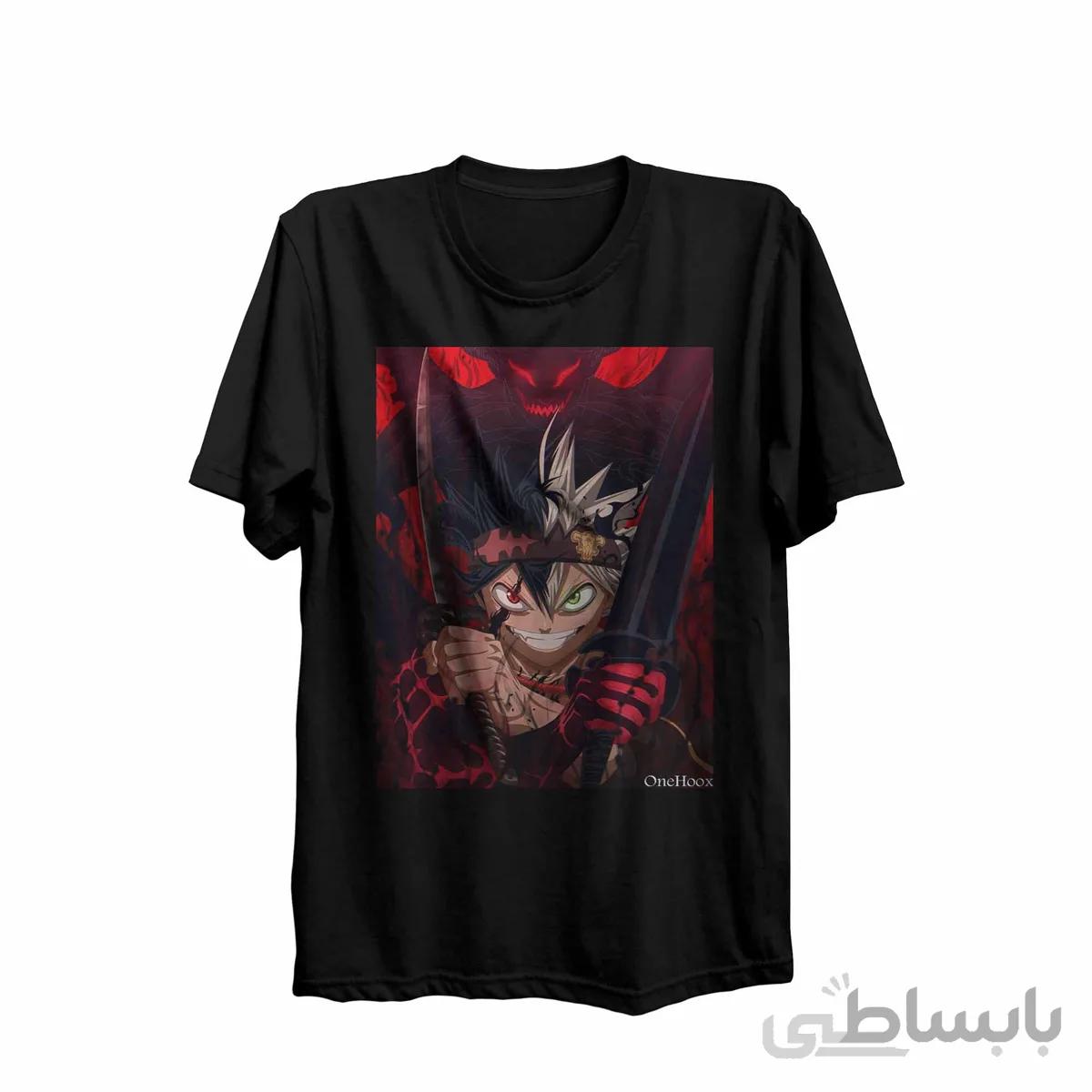 تیشرت یقه گرد مشکی طرح انیمه شبدر سیاه Black Clover