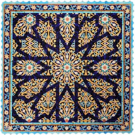 رومیزی مخمل مربع کاشی گره