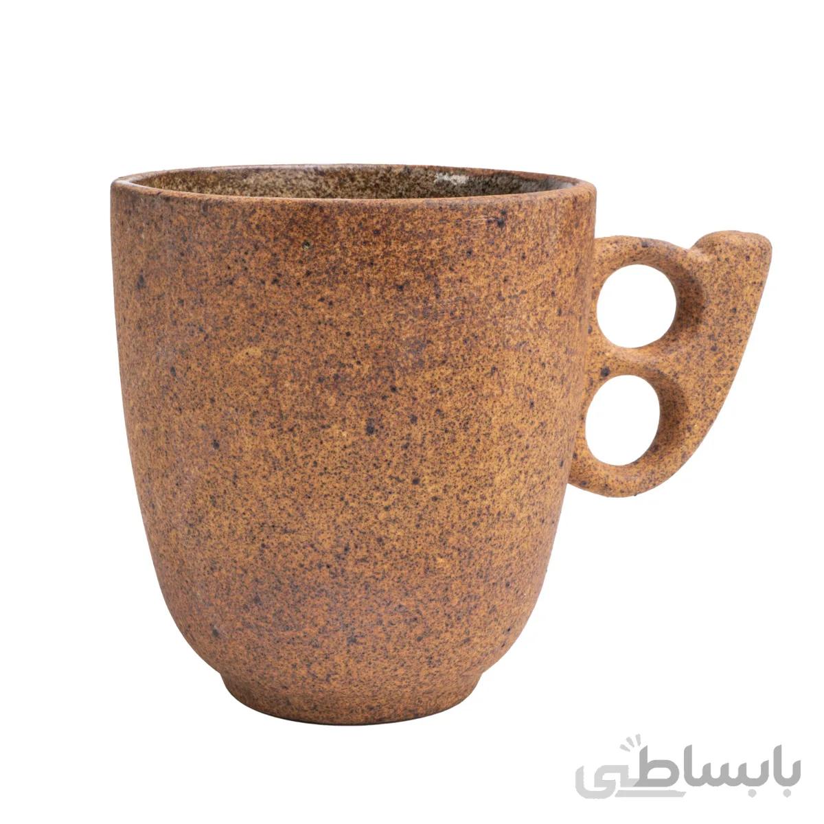 لیوان دسته دار اجری تیره دورنگ