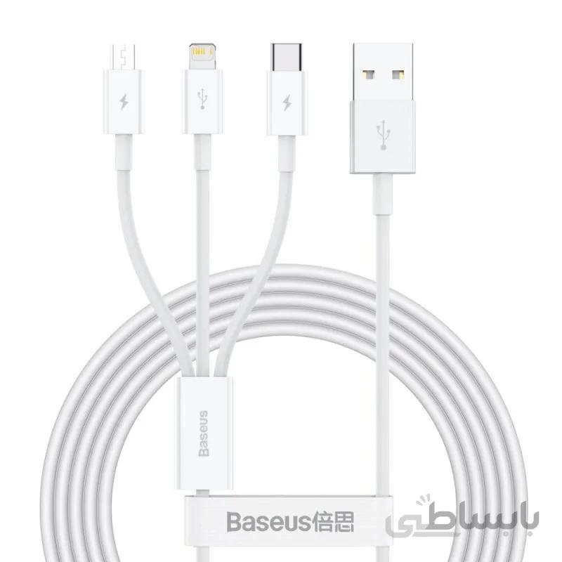 کابل تبدیل Type-A به لایتنینگ/Micro USB/USB Type-C باسئوس Superior Series مدل CAMLTYS-02/03 به طول 1.5 متر