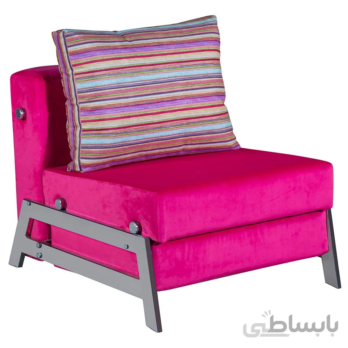 مبل تخت خواب شو یک نفره چشمه نور مدل MA-516/PK صورتی