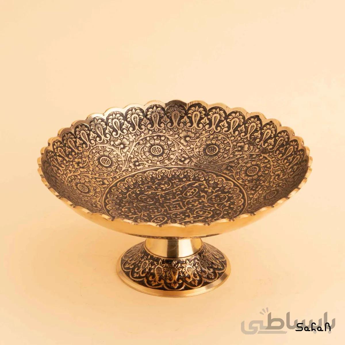 آجیل خوری پایه دار برنجی میناکاری مدل تمشک