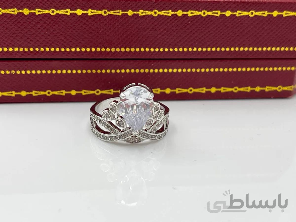انگشتر تک نگین سولیتر با نگین کاری