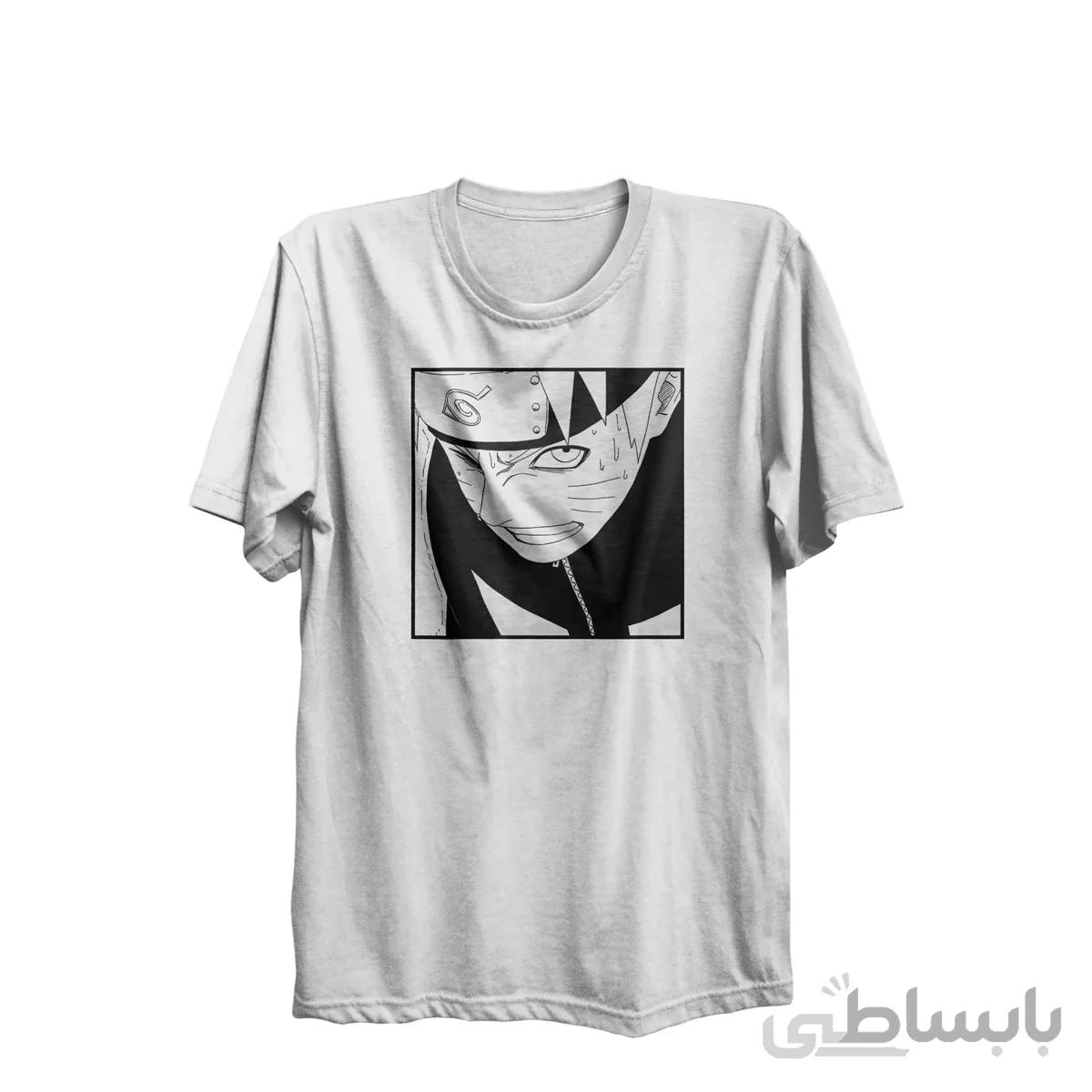 تیشرت یقه گرد سفید انیمه ناروتو Naruto کد KCT10241