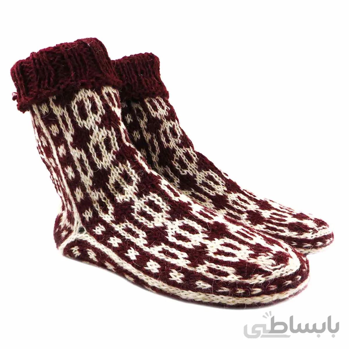 جوراب پشمی دستباف سنتی کردستان کد 173 سایز 40-41