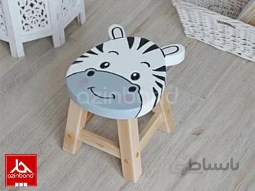 صندلی کودک چوبی طرح گورخری ا ساخته شده با چوب درختان میوه یا جنگلی