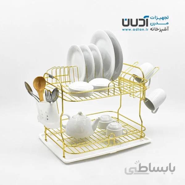 آبچکان رومیزی بزرگ استیل با جاقاشقی و جالیوانی طلایی – دلسا