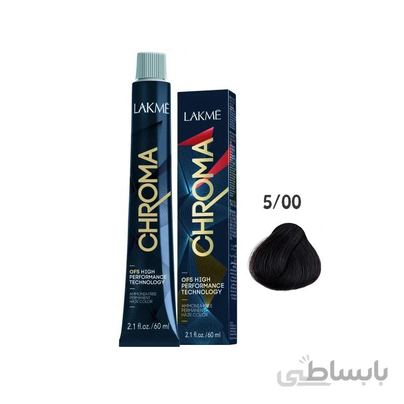 رنگ مو فاقد آمونیاک کروما لاکمه Lakme Chroma Ammonia Free Permanent Hair Color 5/00 60ml