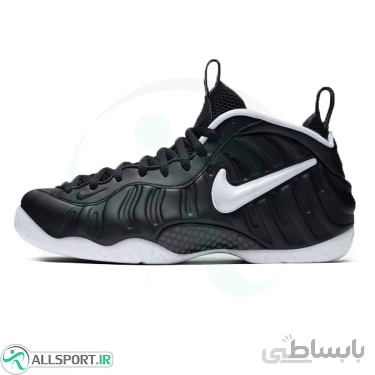 کفش بسکتبال نایک طرح اصلی مشکی سفید Nike Air Foamposite Pro Black White