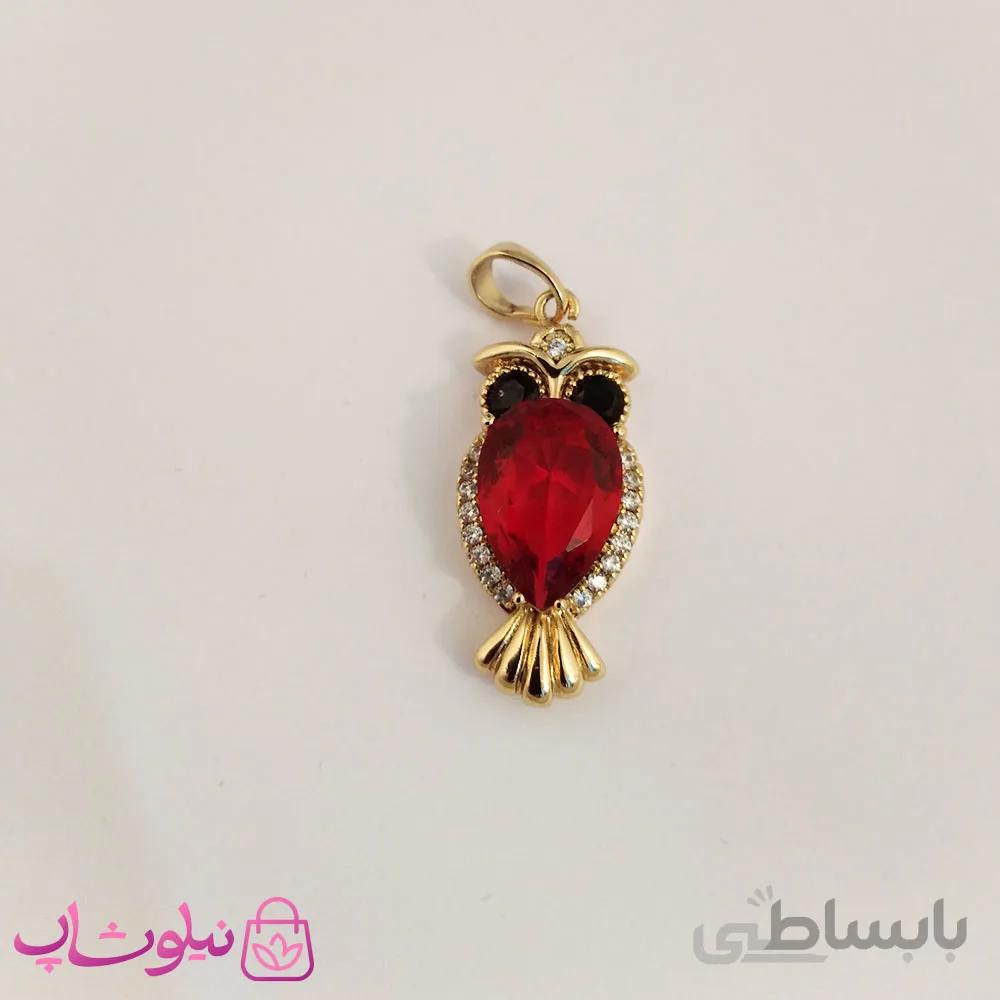 اویز گردنبند زنانه ژوپینگ طرح جغد قرمز کد 475 2
