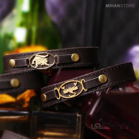 دستبند چرم طرح ماه تولد