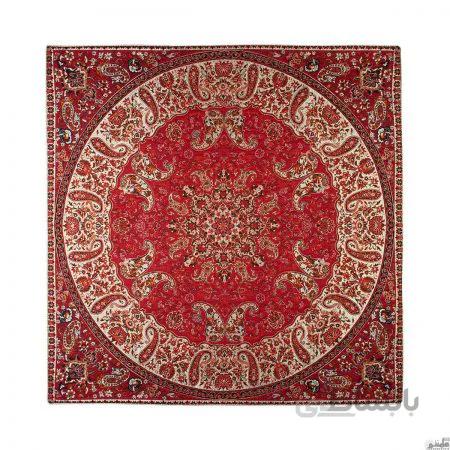 رومیزی مربع ترمه طرح شاهسوند رنگ قرمز