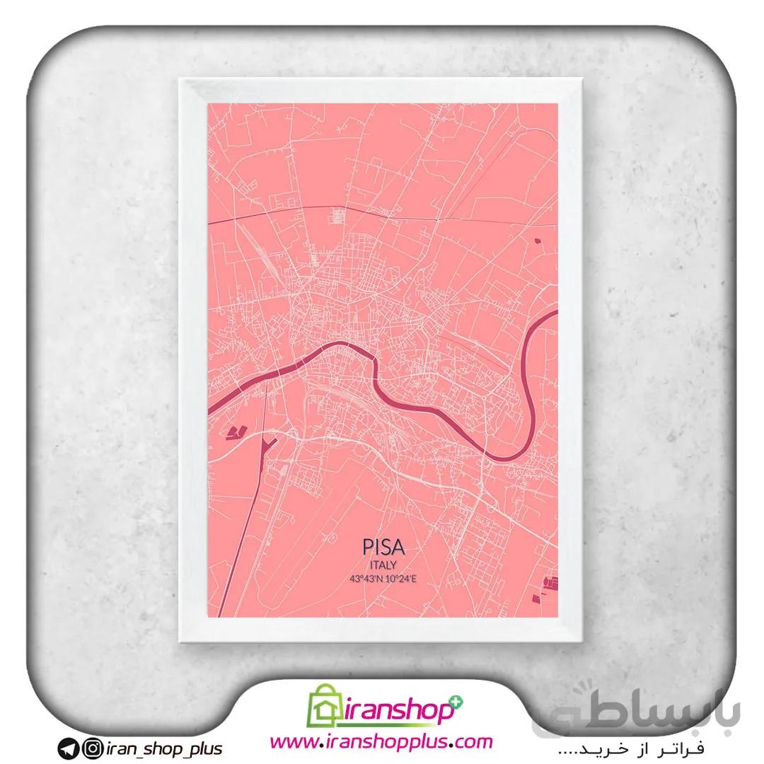 تابلو نقشه شهر پیزا با تم Pink Rose