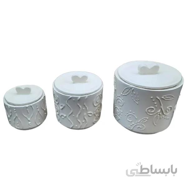 بانکه سرامیکی دست ساز مدل برگ برجسته کد 838 مجموعه 3 عددی