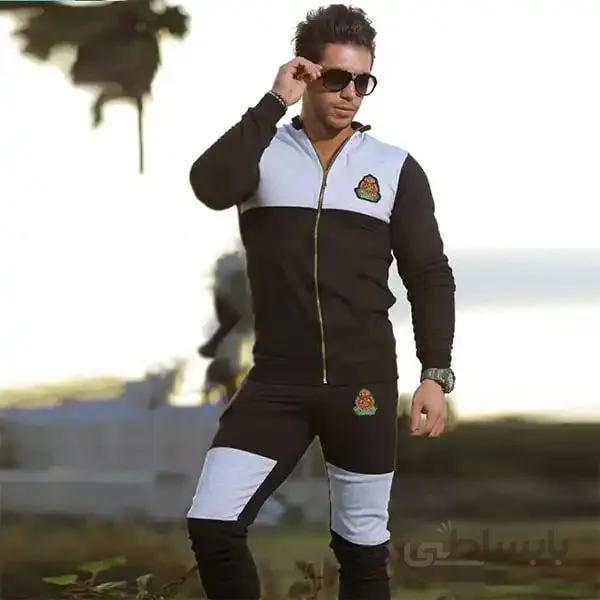 ست مردانه کد 073 سویشرت شلوار زیپ دار جنس دورس رنگ مشکی ا Zipper men's pants sweater set, Dors code 73