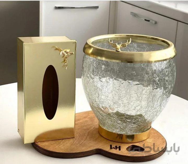 سطل و جا دستمال کاغذی شیشه ای فوق العاده زیبا در 4 رنگ