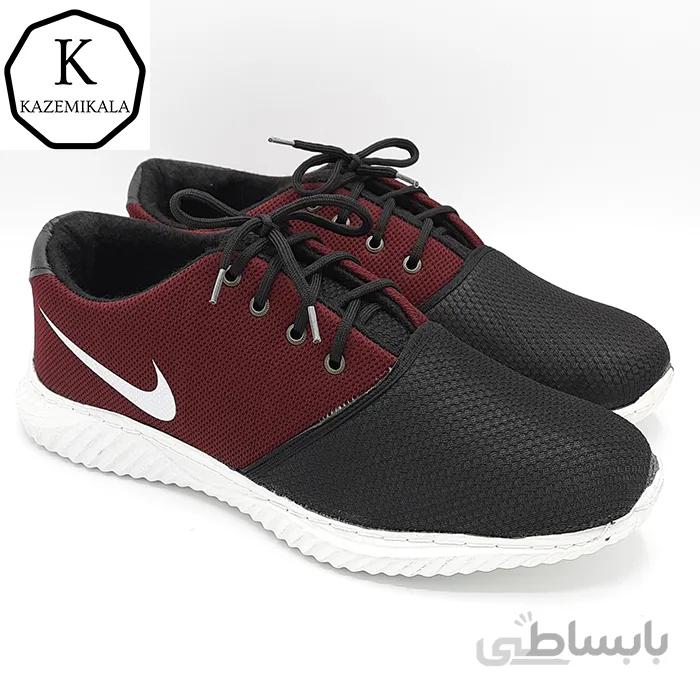 کفش اسپرت و پیاده روی نایک بنددار رنگ زرشکی،مشکی