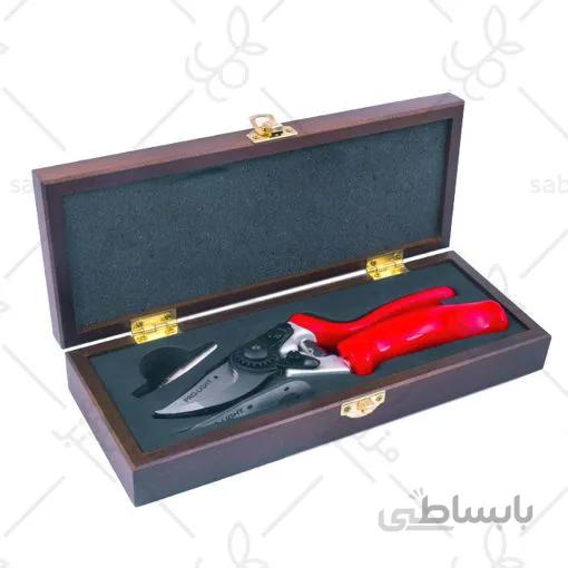 قیچی باغبانی دسته گردان به همراه جعبه چوبی لایت JH-7008