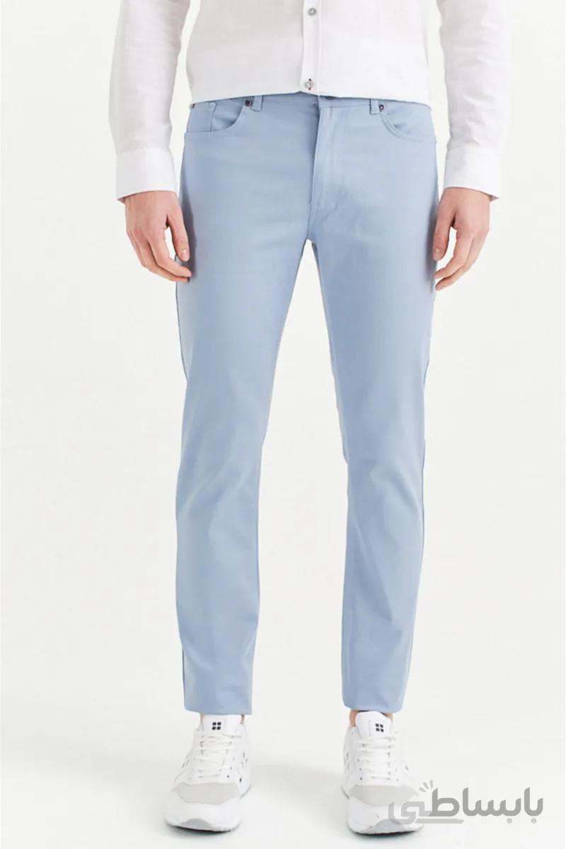 Avva شلوار مردانه Sky Blue 5 Pocket Basic Slim Fit A01y3041