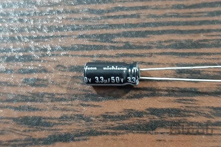 CAP 50V 3.3uF – خازن الکترولیت، ۵۰ ولت، ۳.۳ میکروفاراد ا nichicon