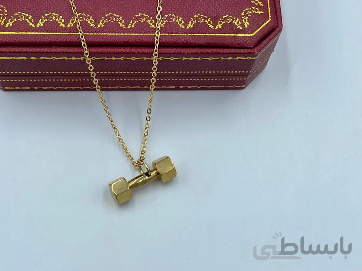 گردنبند دمبل کوچک طلایی