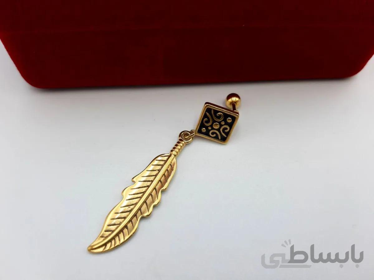 پیرسینگ گوش با آویز بلند برگ طلایی