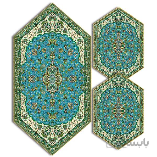 رومیزی مربع ترمه طرح سالار مشکی ابریشم کد 710 کد 410588
