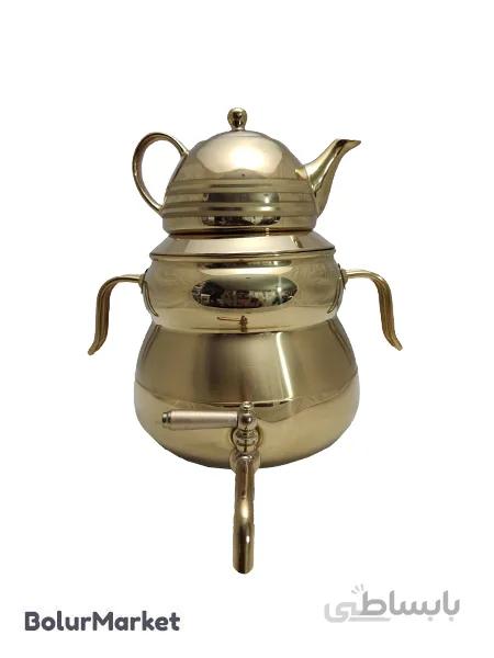 کتری وقوری نزاز۳۰۴۳ سایه تمام استیل طلایی ساده