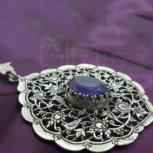 گردنبند نقره نگین آماتیس