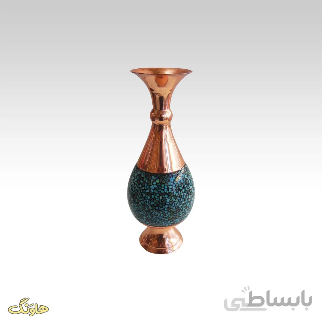 گلدان مسی فیروزه کوب J036