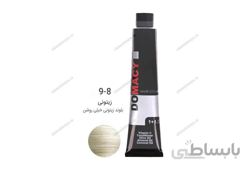 رنگ مو بلوند زیتونی خیلی روشن دوماسی شماره 9.8 با حجم 120 میلی لیتر